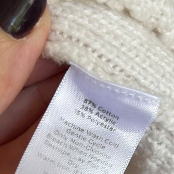 Talbots Women's Cream Textured Sabrina Cowl Neck Sweater Size Large - Picture 7 of 8